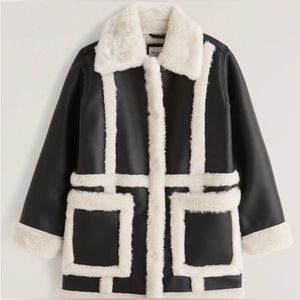 Abercrombie Sherpa-Lined Vegan Leather Coat